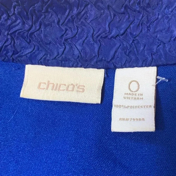 Chico Textured, Brilliant Blue, Mid weight,  Open Blazer Size 0 - Picture 4 of 5